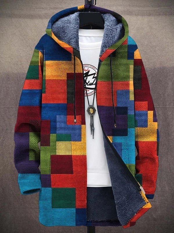 Men’s Fleece Hooded Cardigan | Colour Block