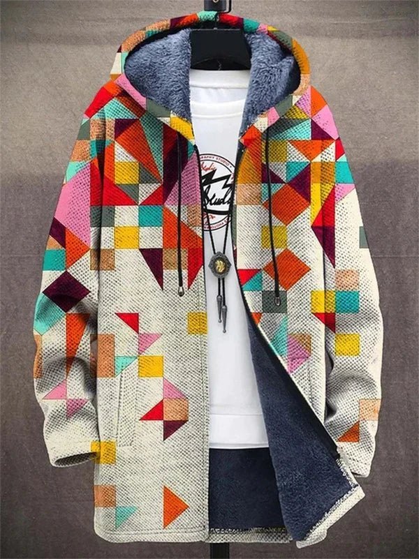 Men’s Fleece Hooded Cardigan | Colour Block