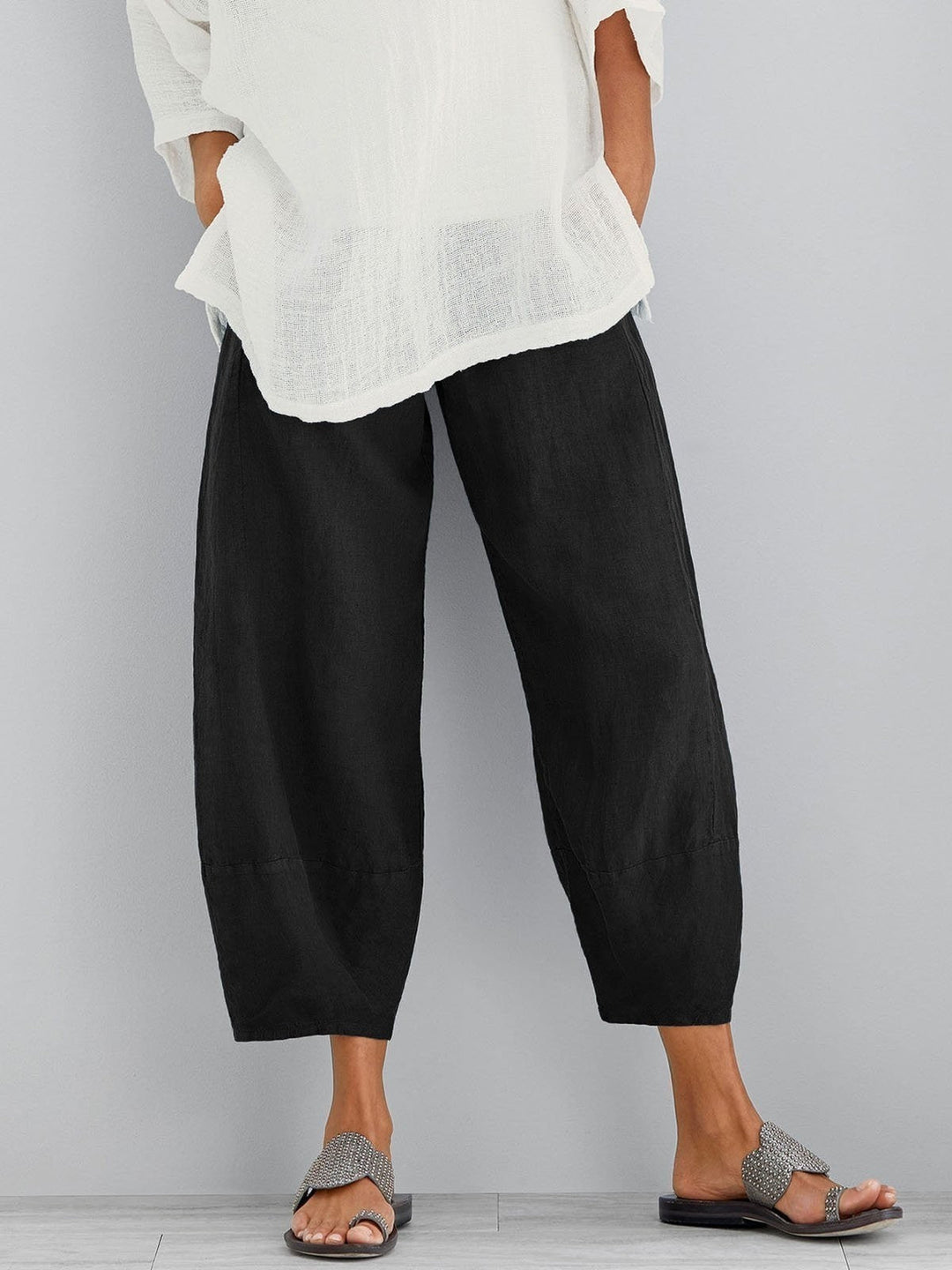 Women’s Relaxed Fit Cropped Trousers | Wide Leg