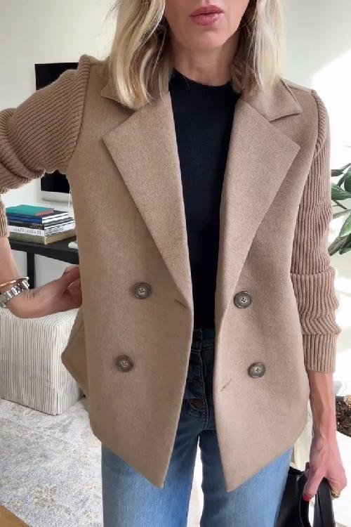 Women’s Knit Sleeve Blazer | Double Breasted