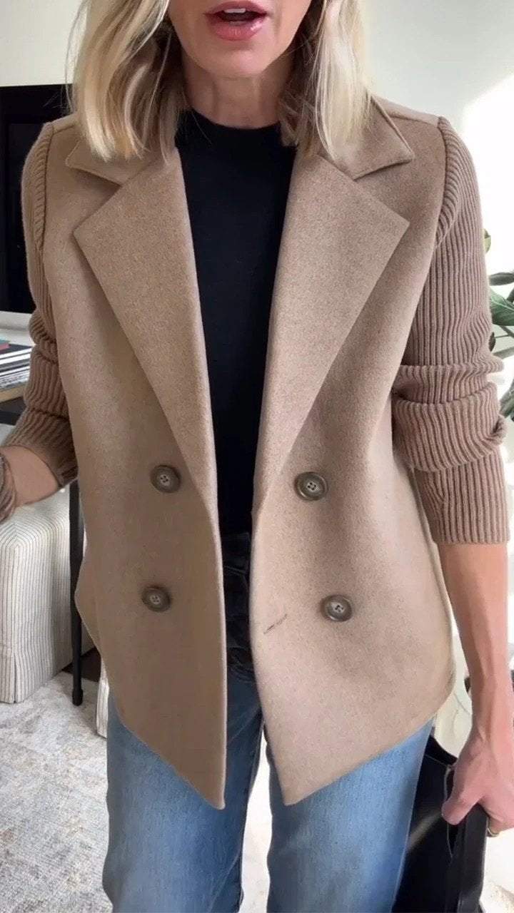 Women’s Knit Sleeve Blazer | Double Breasted