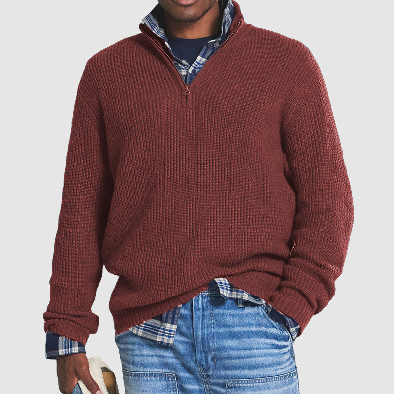 Men’s Ribbed Half-Zip Jumper | Long Sleeve