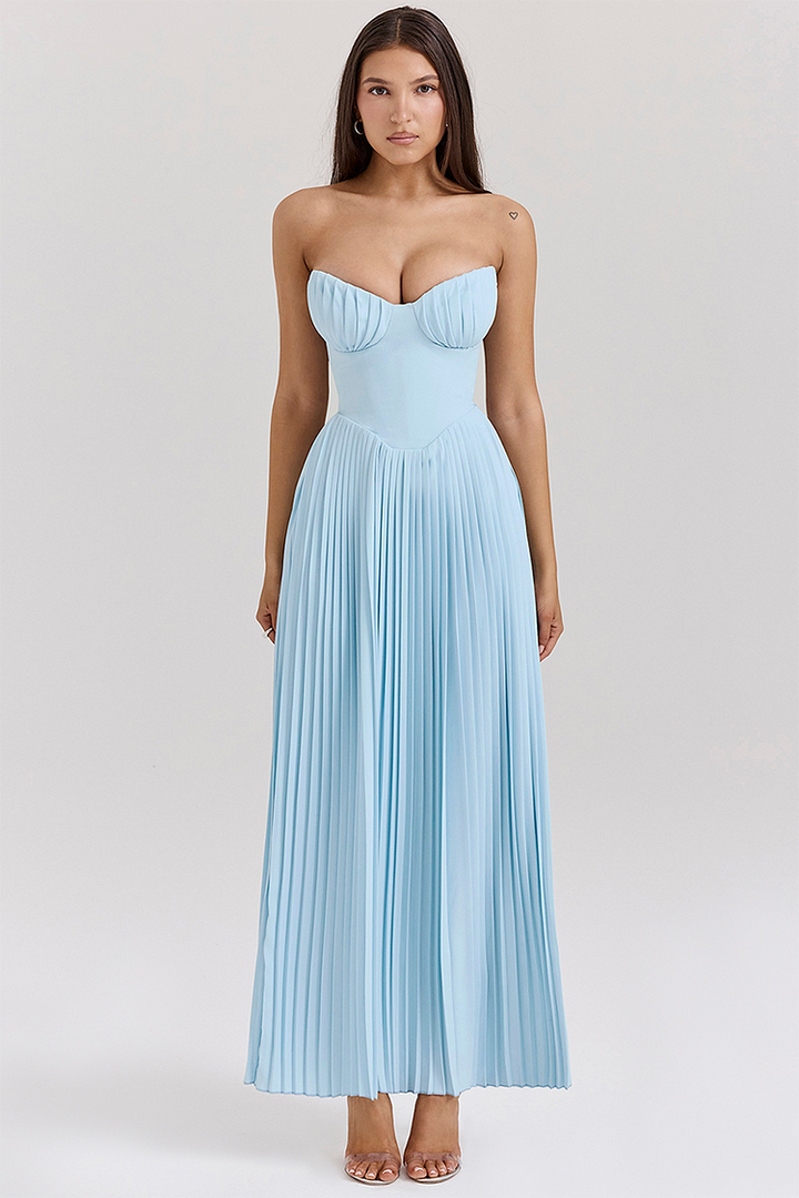 Women’s Strapless Pleated Dress | Maxi