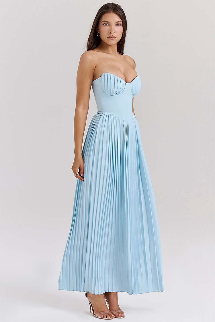 Women’s Strapless Pleated Dress | Maxi