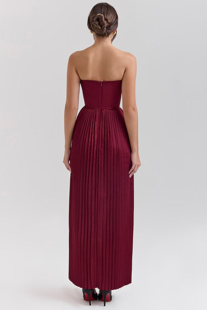 Women’s Strapless Pleated Dress | Maxi