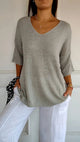 Women’s V-Neck Oversized Knit Top | Half Sleeve