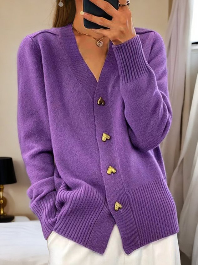 Women’s Heart Button Knit Cardigan | Regular Cut