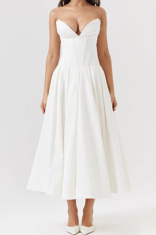 Women’s Corset Pleated Dress | Midi