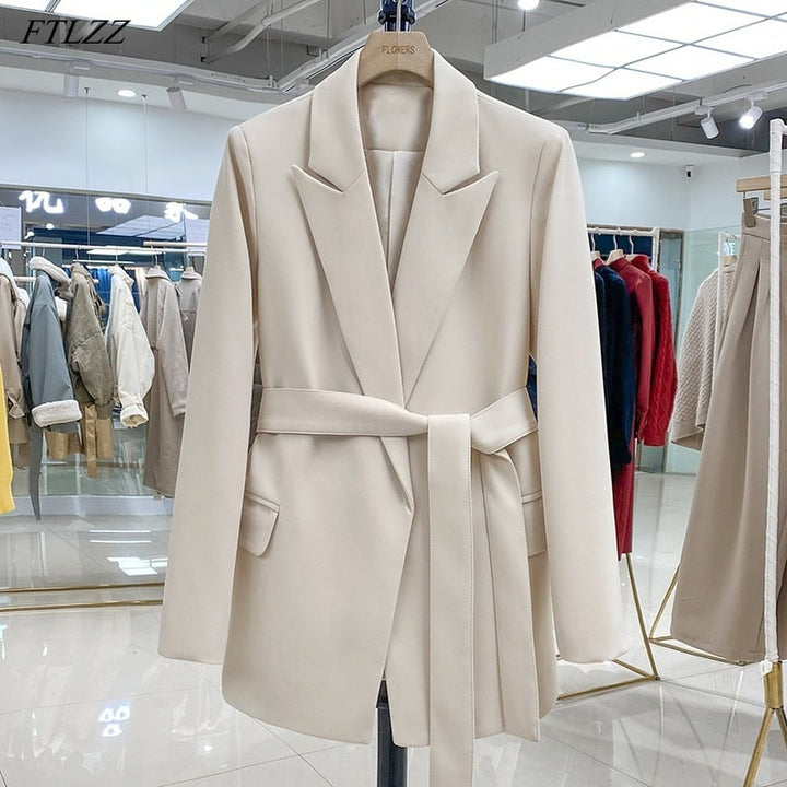 Women’s Belted Long Blazer | Structured