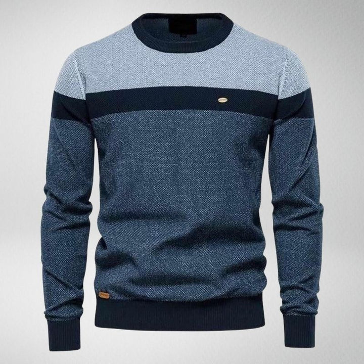 Men’s Colour Block Knit Jumper | Crew Neck