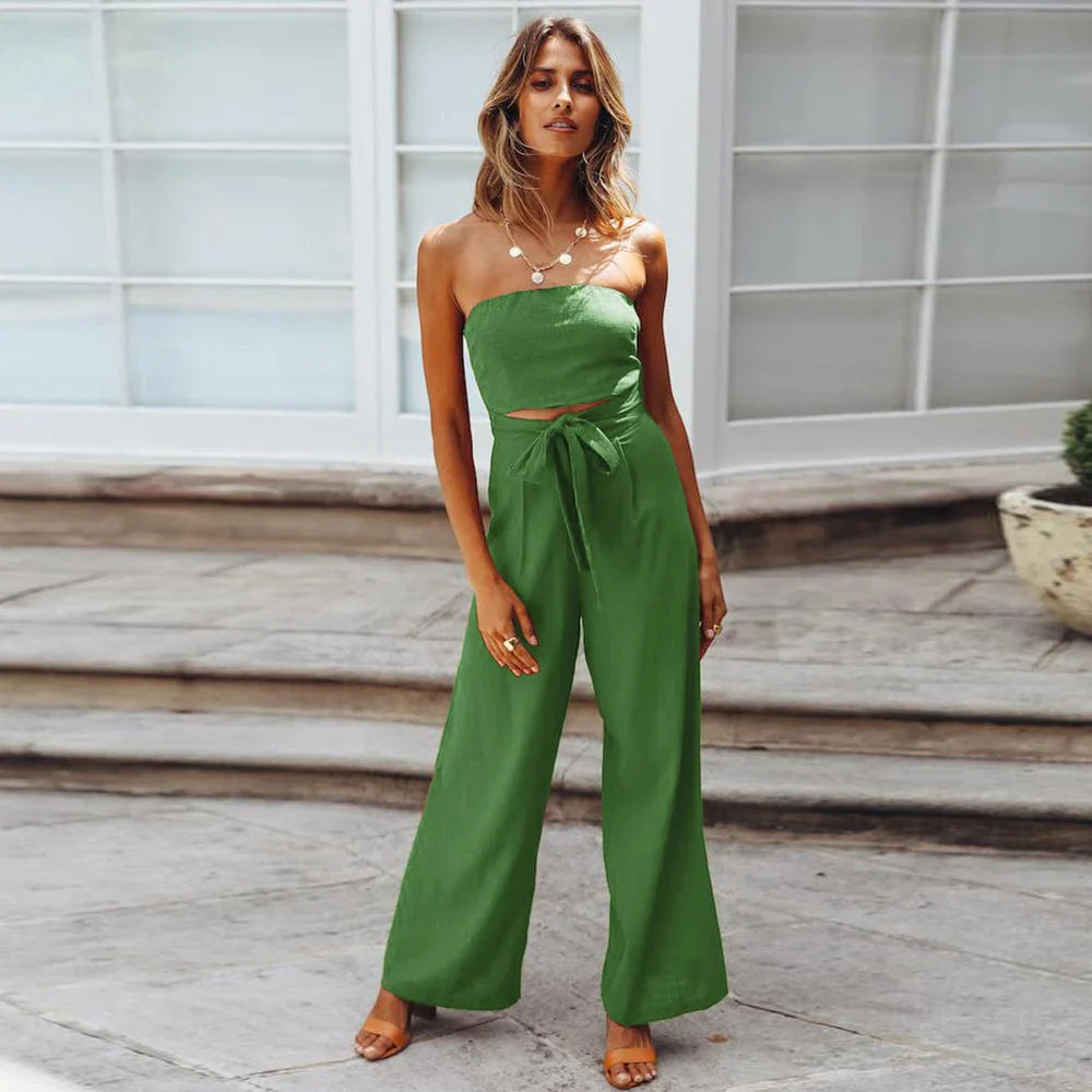 Women’s Strapless Wide Leg Jumpsuit | Two Piece