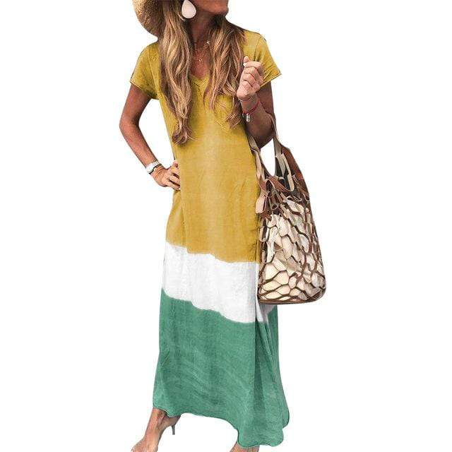 Women’s Casual Color Block Dress | Maxi