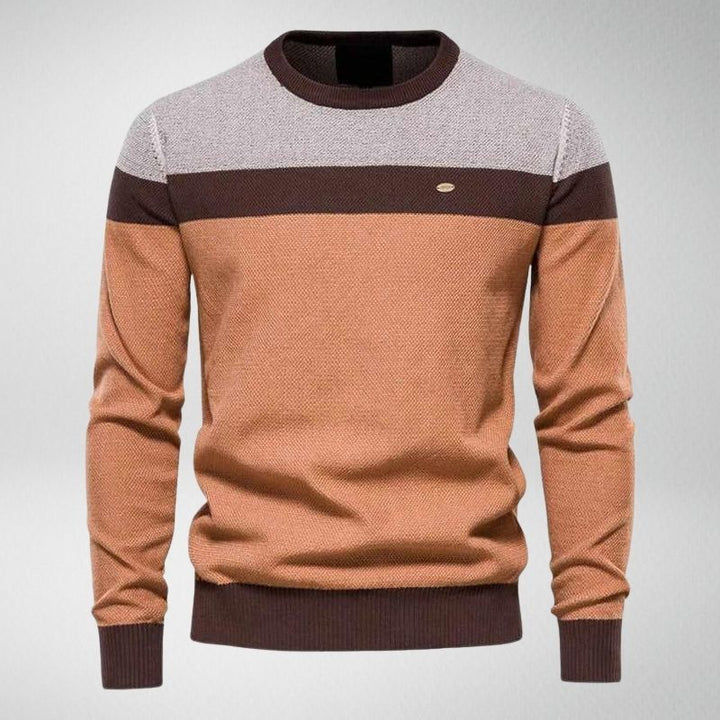 Men’s Colour Block Knit Jumper | Crew Neck