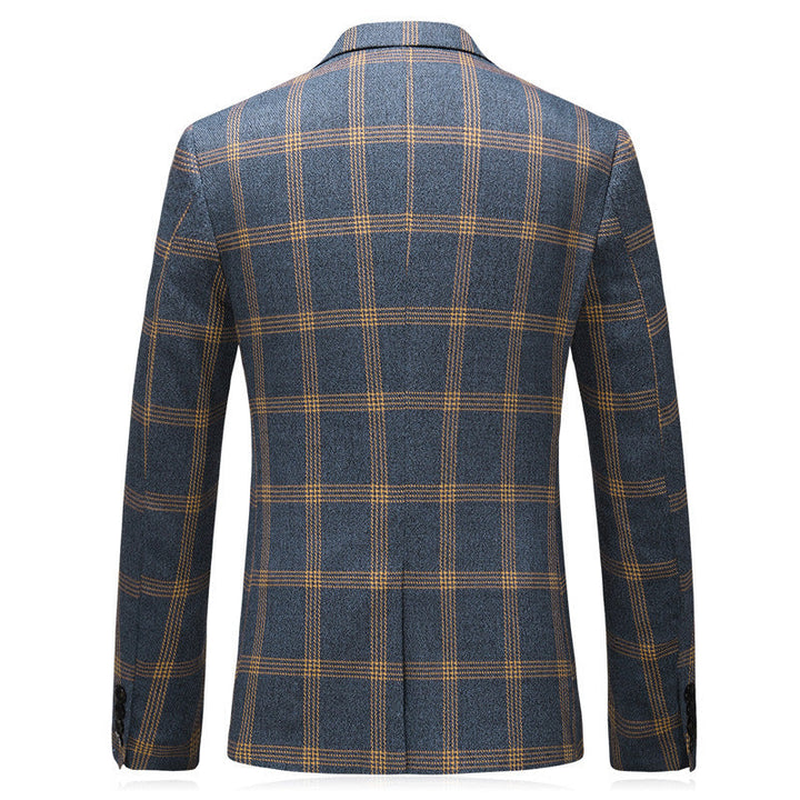 Alec - Men's Charcoal Three-Piece Suit with Checkered Design