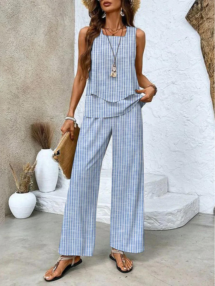 Women’s Sleeveless Summer Set | Wide Leg Pants