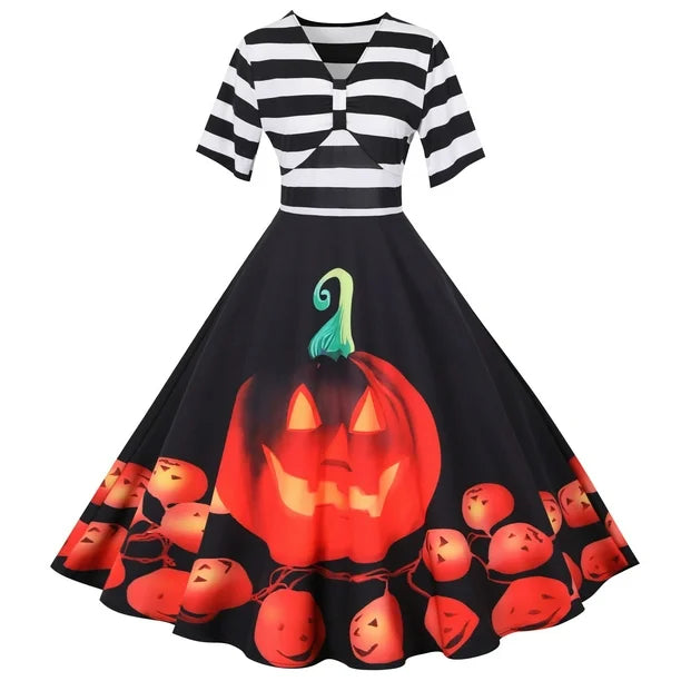 Women’s Halloween Midi Dress | Pumpkin Print