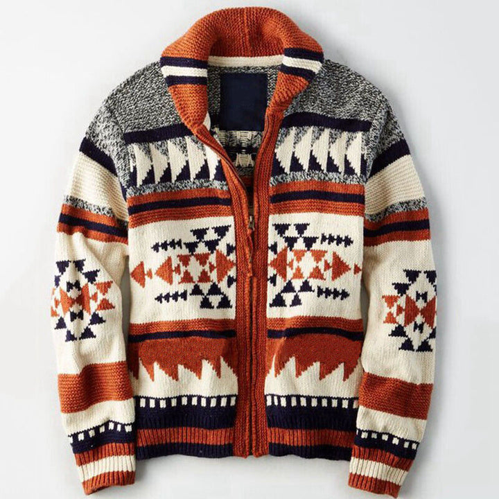 Caleb - Men's Geometric Zip Cardigan