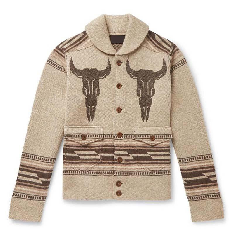 Cameron - Men's Vintage Jacquard Knit Cardigan