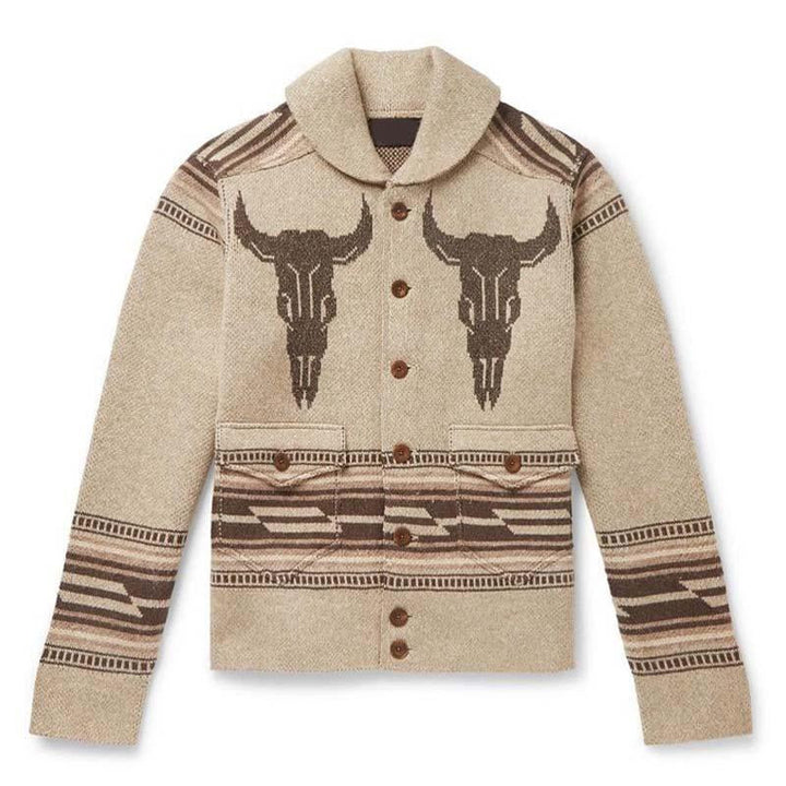 Cameron - Men's Vintage Jacquard Knit Cardigan