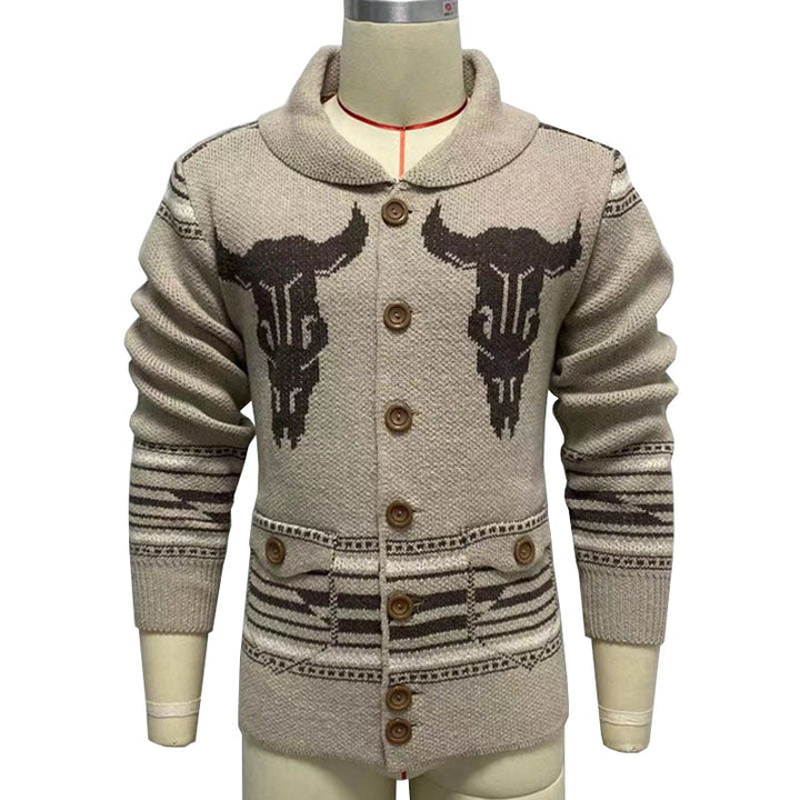 Cameron - Men's Vintage Jacquard Knit Cardigan