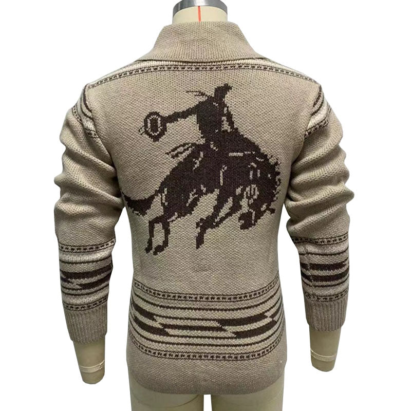 Cameron - Men's Vintage Jacquard Knit Cardigan