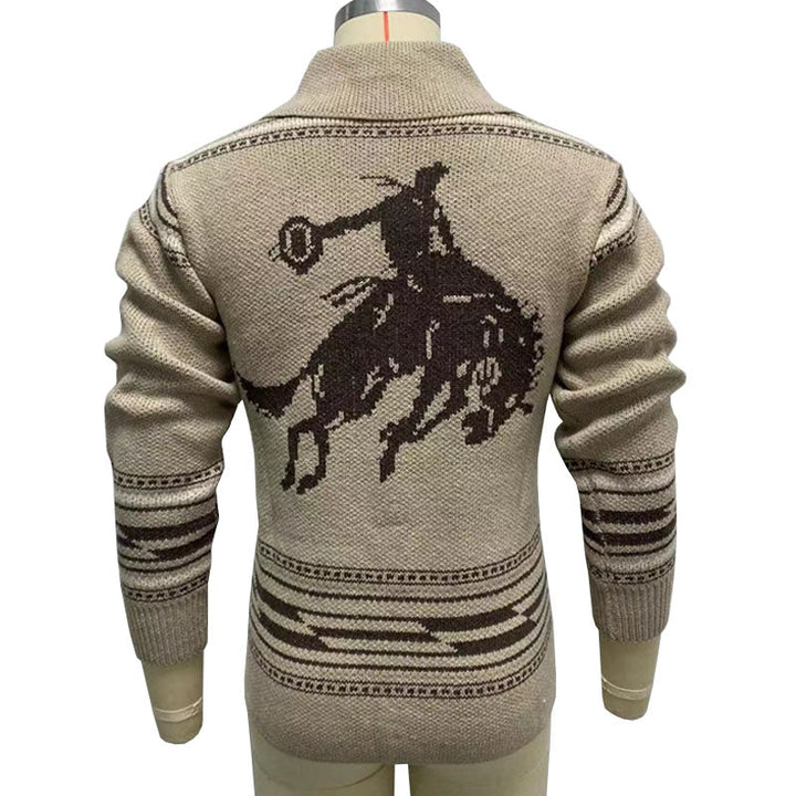 Cameron - Men's Vintage Jacquard Knit Cardigan