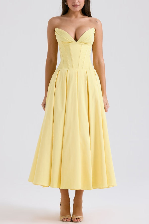 Women’s Corset Pleated Dress | Midi