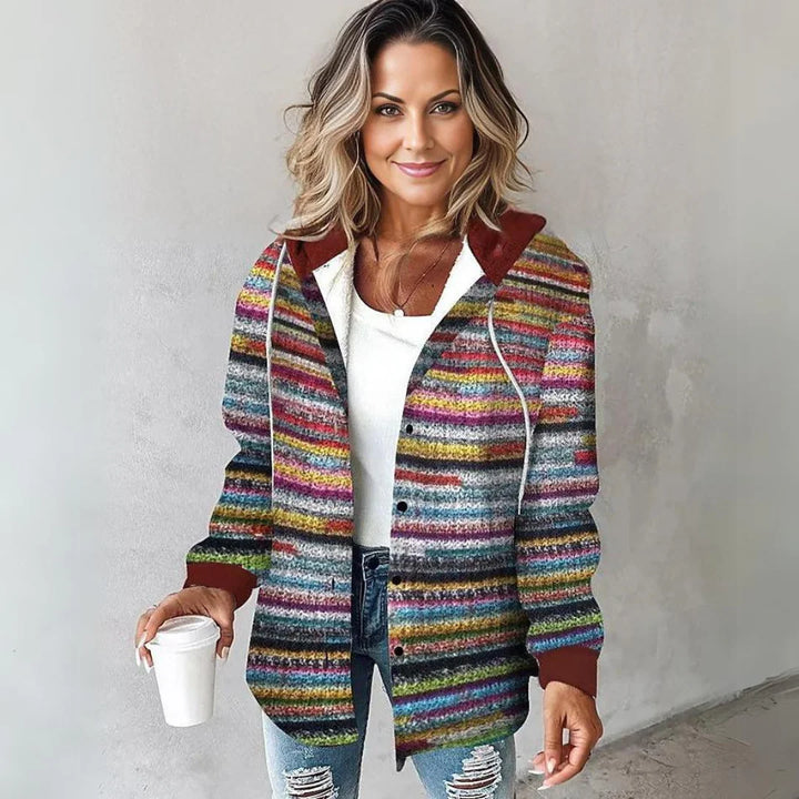 Women’s Hooded Knit Cardigan | Striped