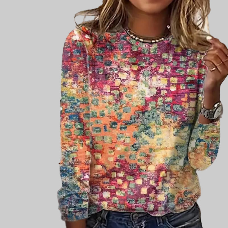 Women’s Abstract Print Long Sleeve Top | Casual