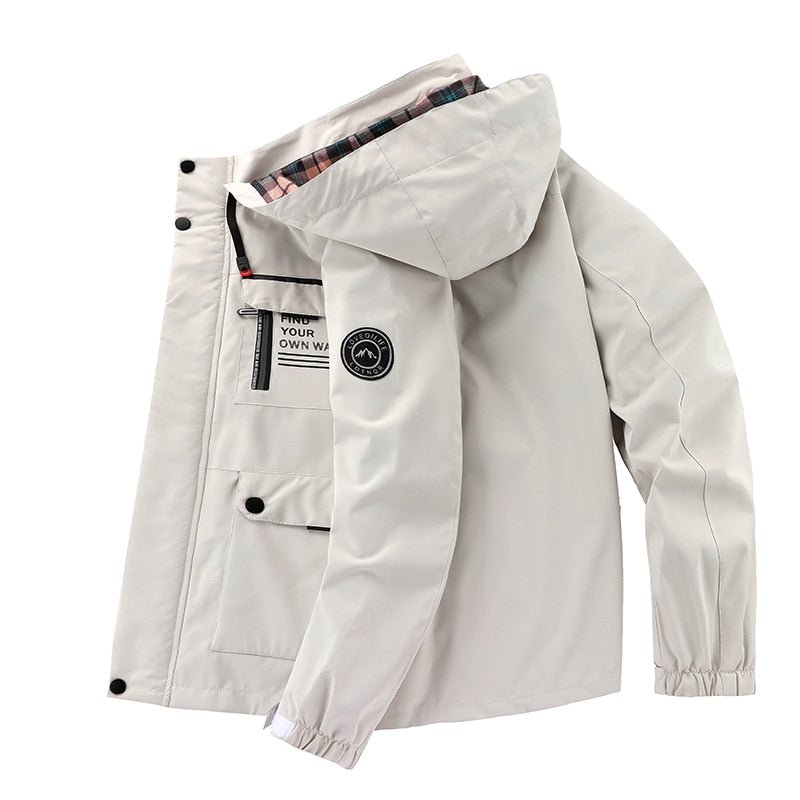 Men’s Mid-Length Windbreaker Jacket | Hooded