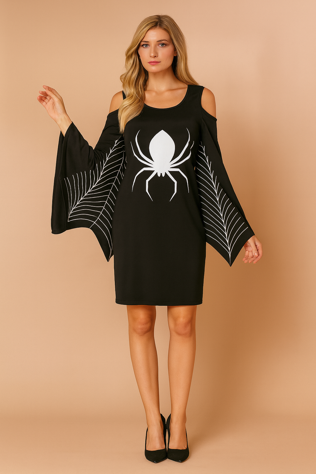 Women’s Halloween Costume Dress | Spider & Web Print