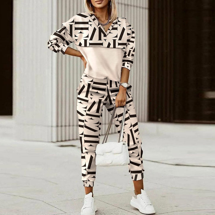 Women’s Two-Piece Tracksuit | Geometric Print V-Neck