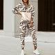 Women’s Two-Piece Tracksuit | Geometric Print V-Neck