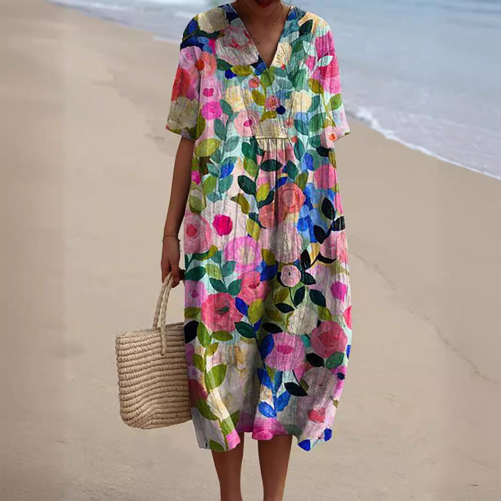 Women’s Loose V-Neck Dress | Midi