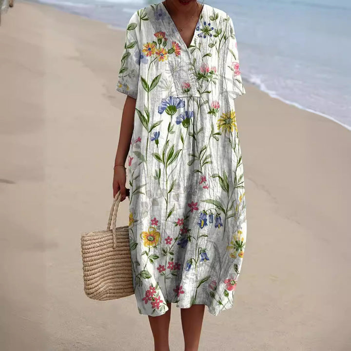 Women’s Loose V-Neck Dress | Midi