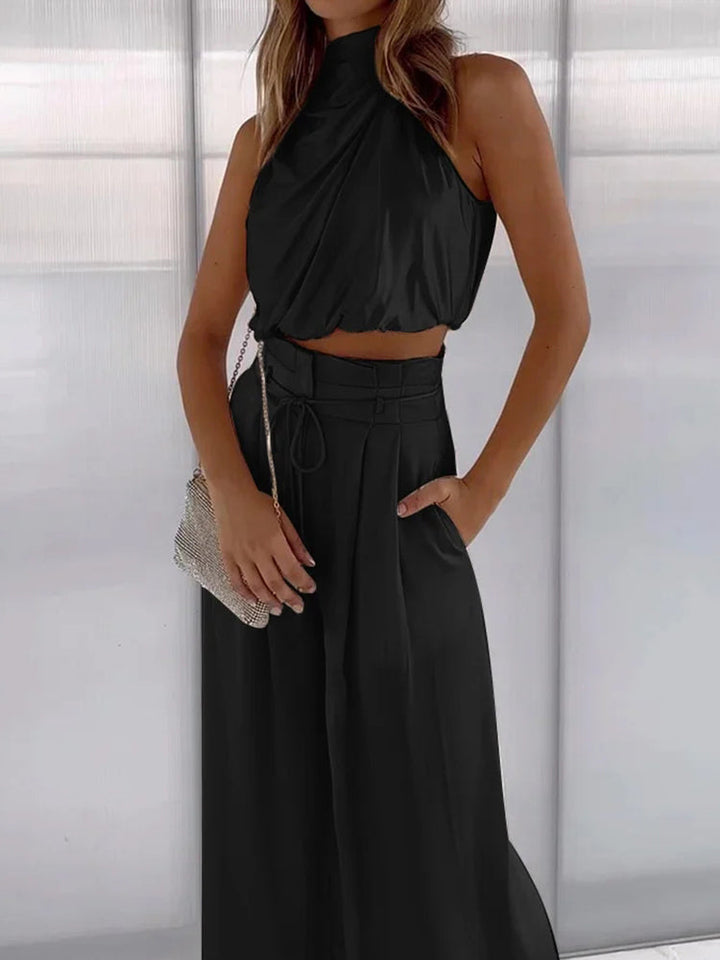 Women’s Matching Halter & Wide Leg Pants Set | Two Piece