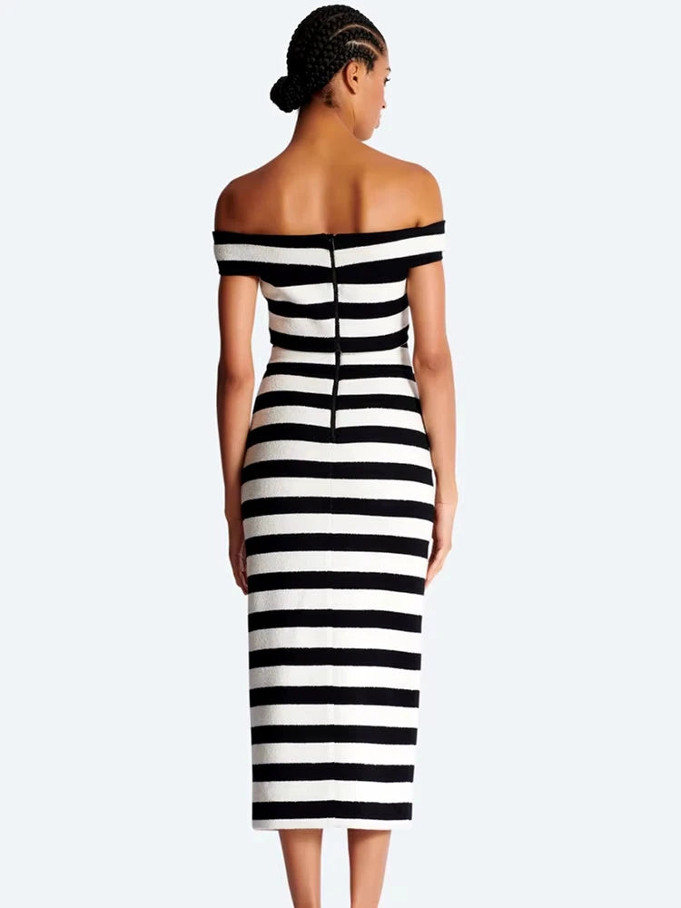 Women’s Striped Off Shoulder Set | Two Piece