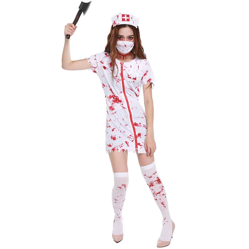 Women’s Halloween Nurse Costume | Blood Stain Print