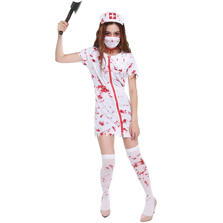 Women’s Halloween Nurse Costume | Blood Stain Print