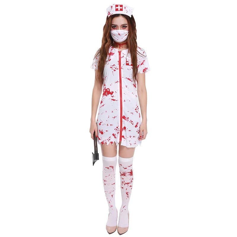 Women’s Halloween Nurse Costume | Blood Stain Print