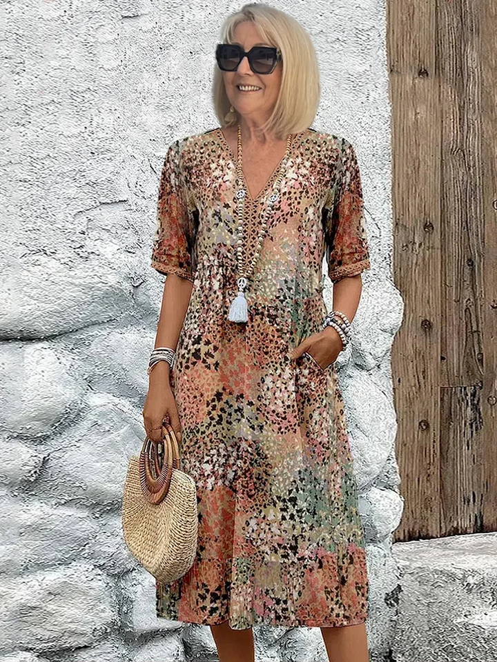 Women's Dress with V-Neck | Midi