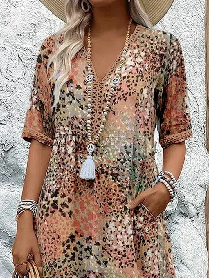 Women's Dress with V-Neck | Midi