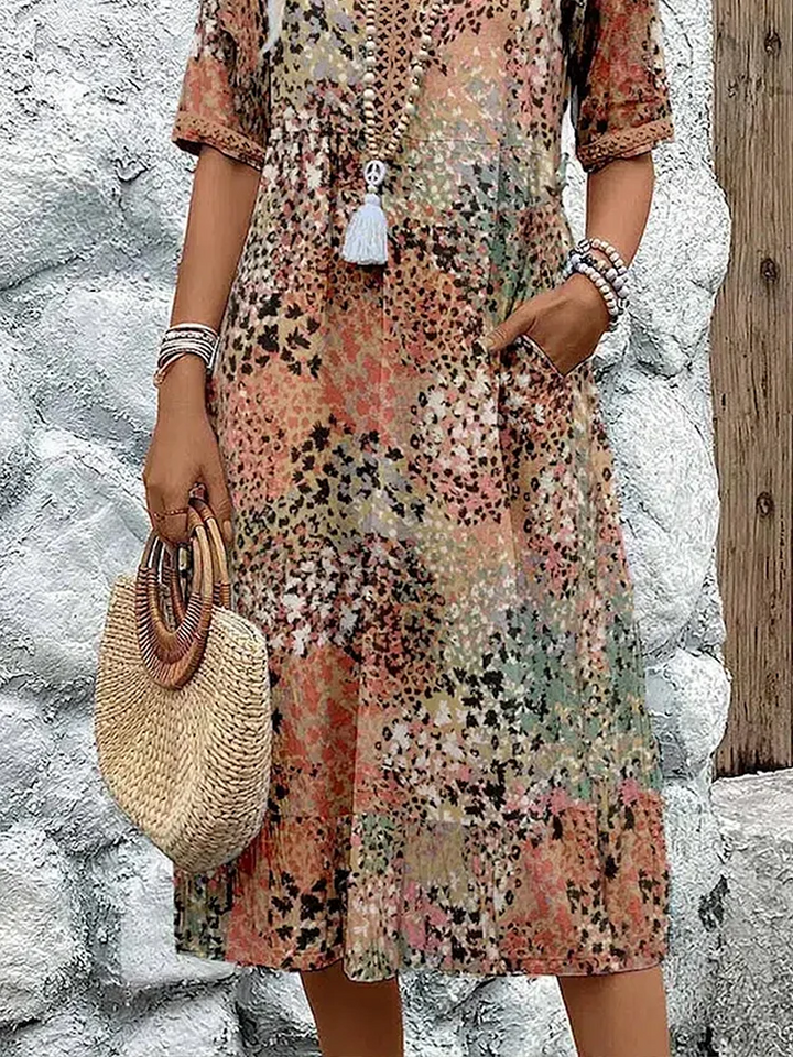 Women's Dress with V-Neck | Midi
