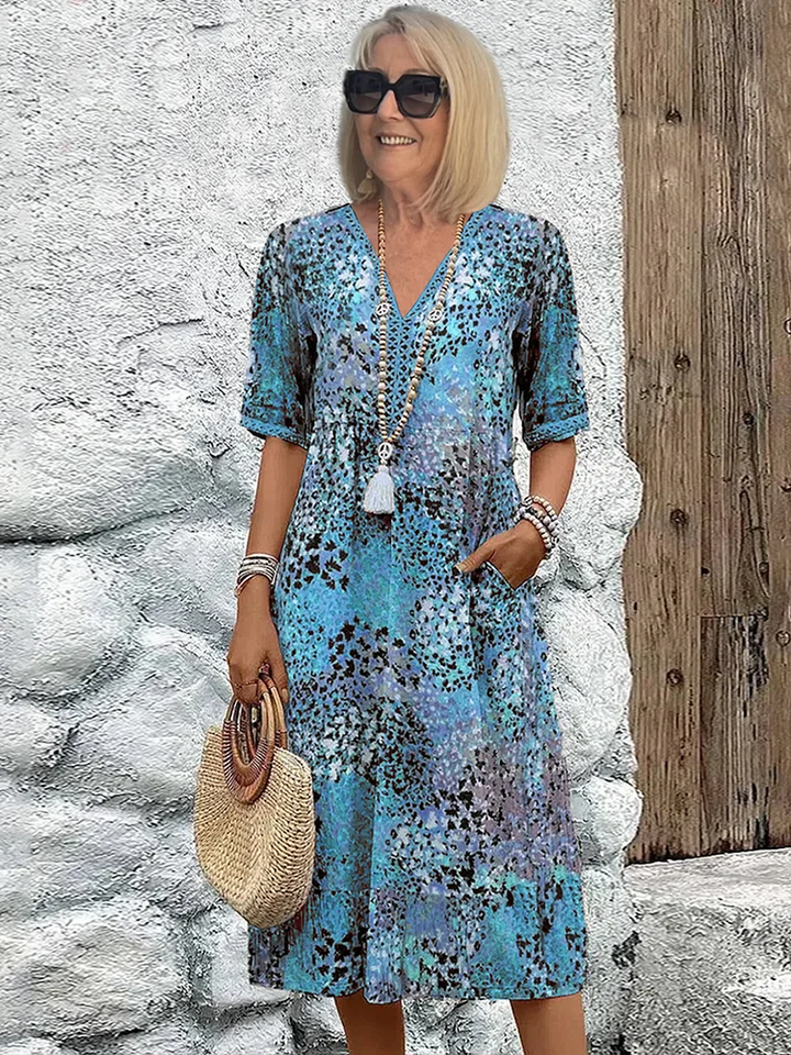 Women's Dress with V-Neck | Midi