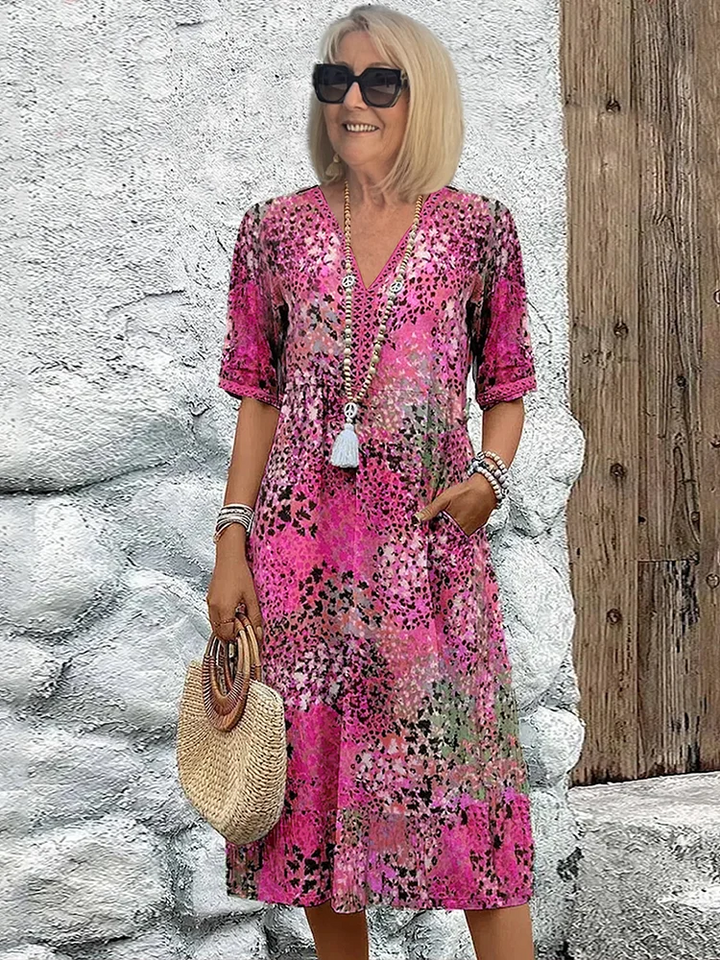 Women's Dress with V-Neck | Midi