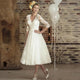 Women's Long Sleeve V-Neck Wedding Dress | Midi