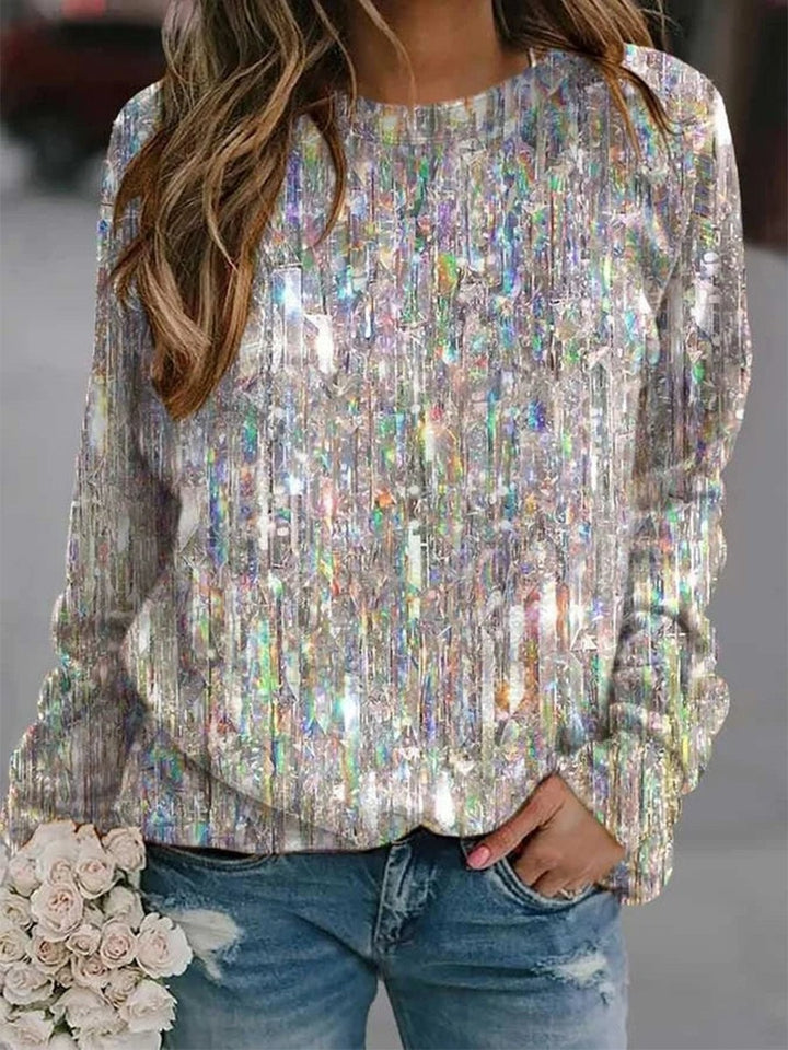 Women’s Sequin Crew Neck Top | Long Sleeve