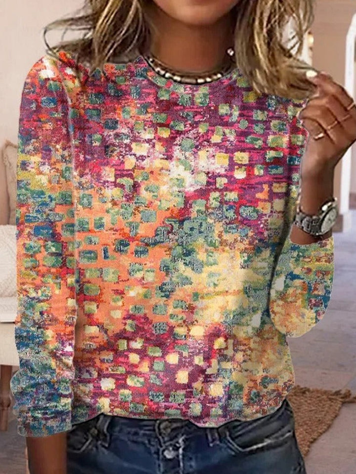Women’s Abstract Print Long Sleeve Top | Casual
