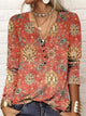 Women’s Boho Printed Long Sleeve Blouse | V-Neck