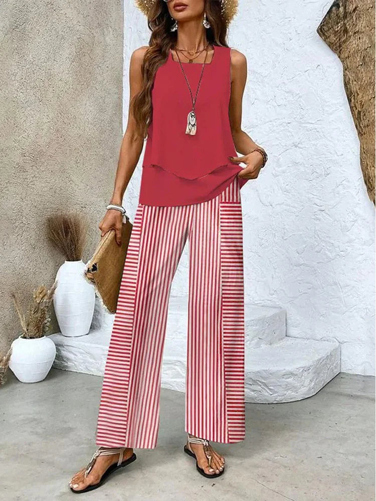 Women’s Sleeveless Summer Set | Wide Leg Pants